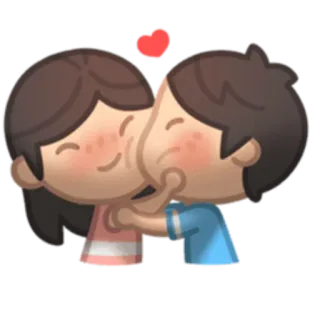 😘 Cartoon, Kus, Liefde, Stel, Schattig, Romantiek, Hart telegram sticker