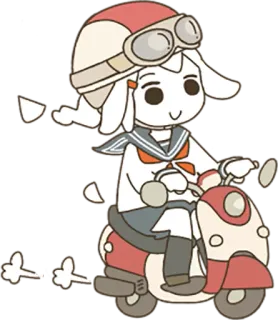 🛵 scooter, helmet, anime, cute, cartoon whatsapp sticker