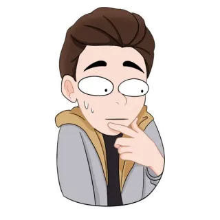 😥 卡通, 角色, 思考, 担心, 卡通人物, 插图 telegram sticker