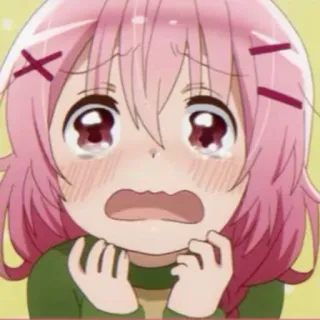 🌸 Anime, Pianto, Triste, Manga, Ragazza, Capelli rosa telegram sticker