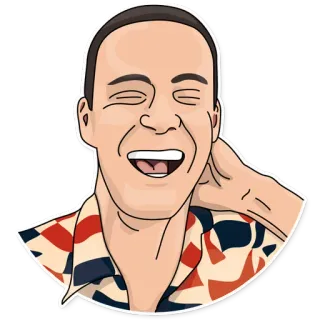 😆 cartoon, man, smile, portrait, person, laughing telegram sticker