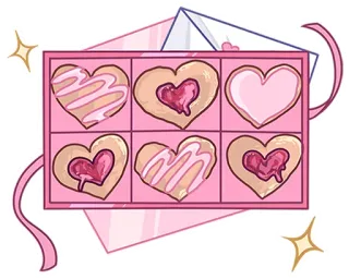 💘 koekjes, hart, doos, roze, dessert, valentijnsdag, liefde telegram sticker