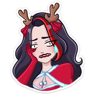 😰 Kartun, Sedih, Natal, Rusa kutub, Menangis, Kesal, Air mata telegram sticker