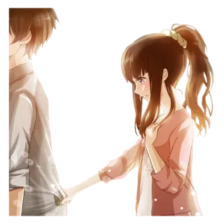 ❤ Animé, Dessin animé, Couple, Triste, Fille, Garçon whatsapp sticker