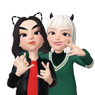 💘 freunde, mädchen, cartoon, porträt, süß, bitmoji whatsapp sticker