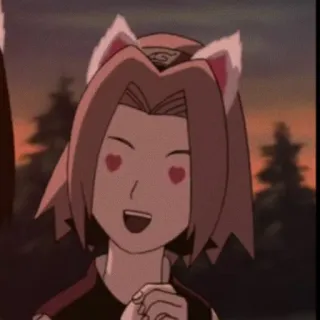 😻 Sakura Naruto Sakura, Animé, Dessin animé, Coeur dans les yeux, Kawaii, Naruto, Oreilles de chat telegram sticker