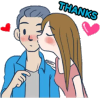 😚 THANKS amor, casal, beijo, obrigado, relacionamento, afeição telegram sticker