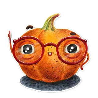 🤓 abóbora, óculos, fofo, kawaii, halloween, outono, desenho animado telegram sticker