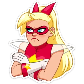 🙅‍♂ Desenho animado, Sticker, Personagem, Loira, Bravo, Super-herói telegram sticker