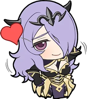 ❤️ Anime, Desenho animado, Personagem, Sticker, Coração, Cabelo roxo, Chibi telegram sticker