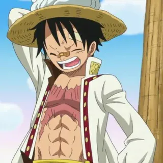 👒 Monkey D. Luffy One Piece Anime, Pirata, Sombrero de paja, Monkey D. Luffy, Sonriendo, Masculino telegram sticker