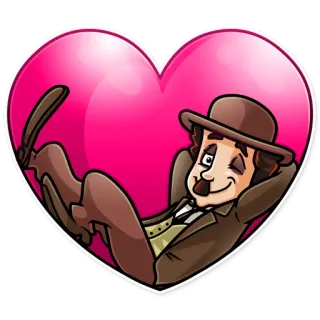 💖 Charlie Chaplin Charles Chaplin, corazón, cine mudo, comedia, actor, icónico, vintage whatsapp sticker