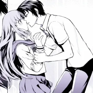 🥢 Anime, Mangá, Beijo, Romance, Uniforme escolar, Casal whatsapp sticker