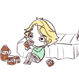😢 MILK leche, lindo, triste, chibi, dibujos animados, bebida telegram sticker