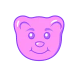👍 Bär, Gummibärchen, Cartoon, Tier, süß, rosa, Kopf telegram sticker