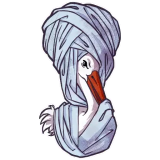 😷 pájaro, pelícano, turbante, tocado whatsapp sticker