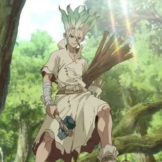 🥬 Ishigami Senku Dr. Stone Аниме, Персонаж, Доктор Стоун, Ишигами Сенку whatsapp sticker