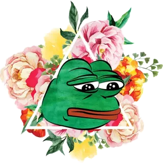 😔 Pepe the Frog pepe, kikker, meme, internet meme, verdrietig, bloemen, illustratie telegram sticker