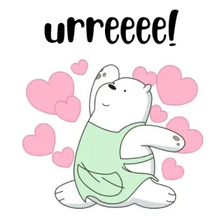 🐻‍❄️ Ice Bear We Bare Bears urreeee! ours des glaces, we bare bears, mignon, coeurs, dessin animé whatsapp sticker