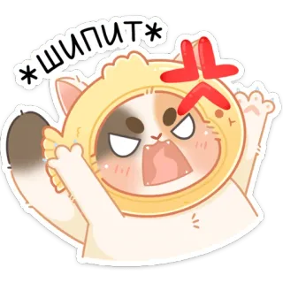 😡 *Шипит* gato, enojado, lindo, gatito, siseando, dibujo animado, animal whatsapp sticker