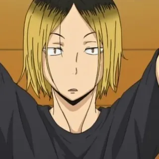 🏐 Kozume Kenma Haikyuu!! Anime, Garçon, cheveux blonds, tête de pudding, volley-ball, Kenma telegram sticker
