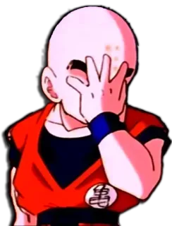 🙈 Krillin Dragon Ball クリリン, ドラゴンボール, アニメ, キャラクター, 混乱, 困惑, ジェスチャー telegram sticker