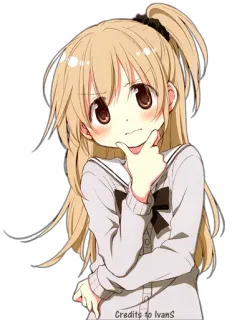 🤔 Credits to IvanS anime, girl, cute, cartoon, character, thinking telegram sticker