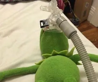 😭 Kermit Kermit la grenouille, Muppet, Marionnette, Respirateur, Équipement médical, Malade, Maladie, Peluche whatsapp sticker