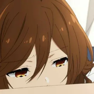 ☹️ anime, chica, triste, pelo castaño, Horimiya telegram sticker