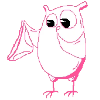 🥺 burung hantu, burung, kartun, binatang, lucu, merah muda telegram sticker