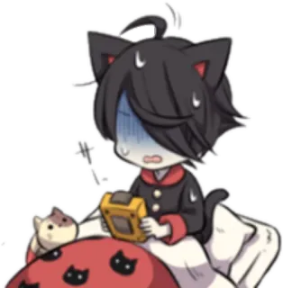 😨 кот, сонный, каваи, аниме, манга, милый, персонаж whatsapp sticker