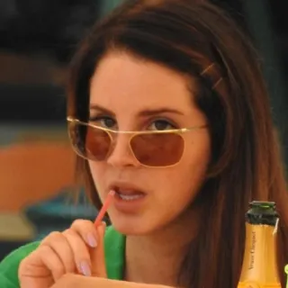 🍒 Lana Del Rey singer, celebrity, sunglasses, bottle, straw telegram sticker