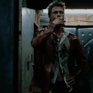 😃 Tyler Durden Fight Club brad pitt, tyler durden, el club de la lucha, fumando, personaje de película telegram sticker