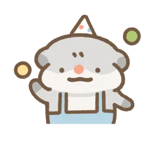 🤡 animal, dessin animé, fête, mignon, célébration, kawaii, autocollant whatsapp sticker