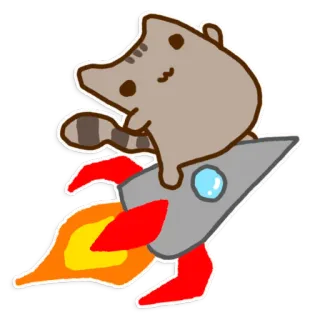 🚀 Pusheen pusheen, кот, ракета, стикер, мультфильм, милый telegram sticker