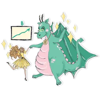 💃 drago, fata, crypto, bitcoin, valuta, fantasy, carino, adesivo telegram sticker
