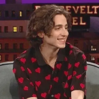 🥰 тимоти шаламе, актер, футболка с сердцем, знаменитость whatsapp sticker