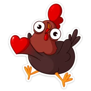 ❤️ chicken, heart, love, animal, cartoon, sticker telegram sticker