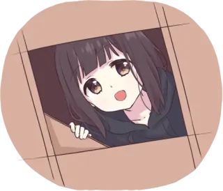 🙉 Anime, Chica, Caja, Lindo, Dibujo animado telegram sticker