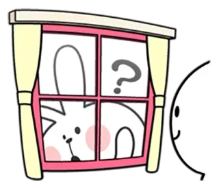 ⁉ ウサギ, 窓, かわいい, 漫画 telegram sticker