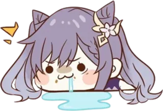 🤤 Keqing Genshin Impact Keqing, Genshin Impact, Chibi, Anime, Video game, Muntah whatsapp sticker