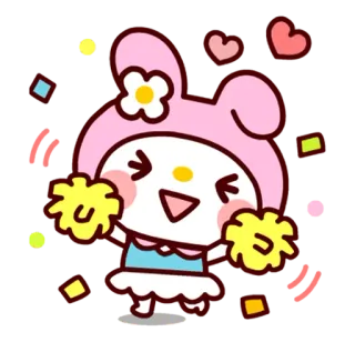 😆 Dibujos animados, Conejo, Lindo, Confeti, Rosa, Animando whatsapp sticker