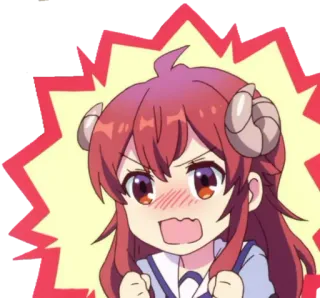 😧 Anime, Arrabbiato, Demone, Cartone animato, Carino, Chibi telegram sticker