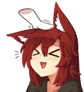 😆 Anime, Cartoon, Vrolijk, Schattig, Vos, Oren, Kawaii telegram sticker
