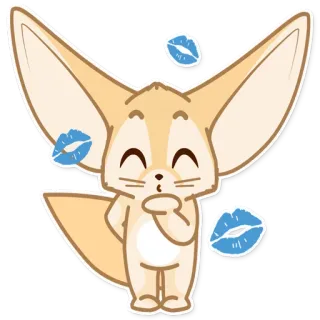😚 Fennec, Bacio, Animale, Carino, Cartone animato, Adorabile telegram sticker