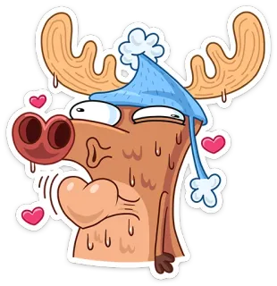 😍 rusa besar, kartun, hewan, stiker, tanduk, imut telegram sticker