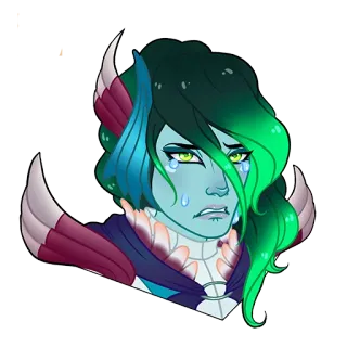 🖕 Fantasía, Elfo, Llorando, Triste, Personaje, Ilustración whatsapp sticker