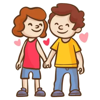 ❤️ coppia, amore, relazione, cartone animato, persone, cuori, tenersi per mano telegram sticker
