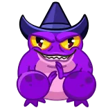 😈 青蛙, 巫师, 卡通, 紫色, 怪物, 魔法 whatsapp sticker