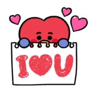 ❤️ I U amor, coração, vermelho, desenho animado, fofo, expressão, saudação telegram sticker
